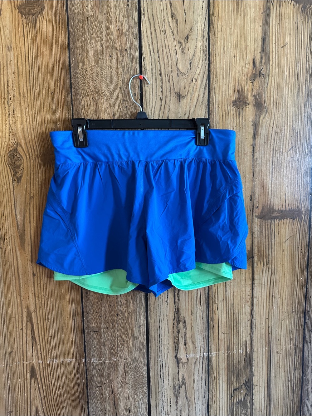 Fabletics Blue Short with Green Lining